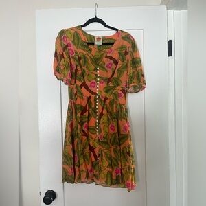 Farm Rio guava print dress with lining.